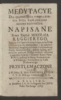 Medytacye dla oczyszczenia y poprawienia życia kapłańskiego bardzo pożyteczne