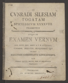 Ad Cvnradi Silesiam Togatam Spicilegivm XXXXVIII [48]
