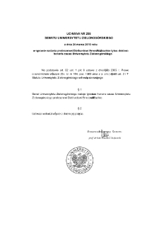 Uchwała nr 255 Senatu Uniwersytetu Zielonogórskiego z dnia 24 marca 2010 roku w sprawie nadania profesorowi Diethardowi Pallaschke tytułu doktora honoris causa Uniwersytetu Zielonogórskiego