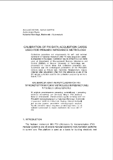 Calibration of PXI data acquisition cards used for primary impedance metrology = Kalibracja kart akwizycji danych PXI wykorzystywanych w metrologii impedancyjnej wysokich dokładności