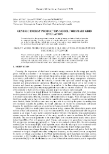 Generic energy production model for smart grid emulation = Ogólny model producenta energii dla emulatora inteligentnych sieci energetycznych