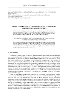 Mobile application to support maintenance of wireless sensor networks = Aplikacja mobilna wspierająca zadanie utrzymania bezprzewodowej sieci sensorów
