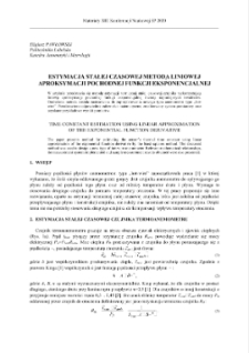 Estymacja stałej czasowej metodą liniowej aproksymacji pochodnej funkcji ekspotencjalnej = Time constant estimation using linear approximation of the exponential function derivative