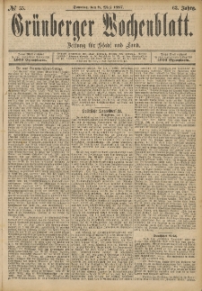 Grünberger Wochenblatt: Zeitung für Stadt und Land, No. 55. (8. Mai 1887)