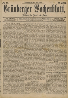 Grünberger Wochenblatt: Zeitung für Stadt und Land, No. 82. (10. Juli 1887)