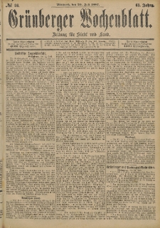 Grünberger Wochenblatt: Zeitung für Stadt und Land, No. 86. (20. Juli 1887)