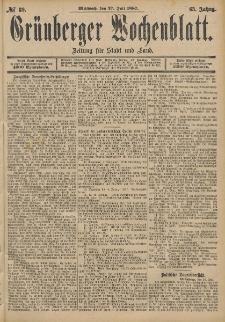 Gr&uuml;nberger Wochenblatt: Zeitung f&uuml;r Stadt und Land, No. 89. (27. Juli 1887)