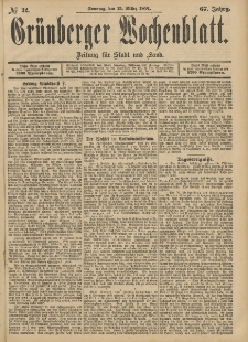 Gr&uuml;nberger Wochenblatt: Zeitung f&uuml;r Stadt und Land, No. 32. (15. M&auml;rz 1891)