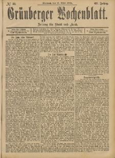 Gr&uuml;nberger Wochenblatt: Zeitung f&uuml;r Stadt und Land, No. 33. (18. M&auml;rz 1891)