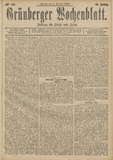 Grünberger Wochenblatt: Zeitung für Stadt und Land, No. 120. (7. October 1887)