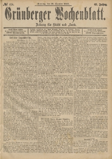 Grünberger Wochenblatt: Zeitung für Stadt und Land, No. 124. (16. October 1887)