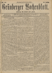 Gr&uuml;nberger Wochenblatt: Zeitung f&uuml;r Stadt und Land, No. 130. (30. October 1887)