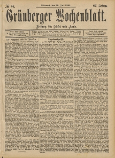 Gr&uuml;nberger Wochenblatt: Zeitung f&uuml;r Stadt und Land, No. 90. (29. Julii 1891)
