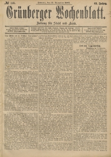 Grünberger Wochenblatt: Zeitung für Stadt und Land, No. 148. (11. December 1887)