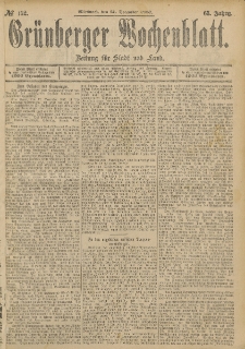 Grünberger Wochenblatt: Zeitung für Stadt und Land, No. 152. (21. December 1887)