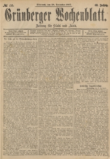 Gr&uuml;nberger Wochenblatt: Zeitung f&uuml;r Stadt und Land, No. 155. (28. December 1887)