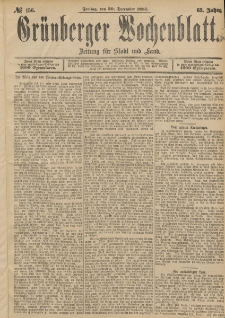 Grünberger Wochenblatt: Zeitung für Stadt und Land, No. 156. (30. December 1887)