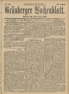 Grünberger Wochenblatt: Zeitung für Stadt und Land, No. 107. (6. September 1891)