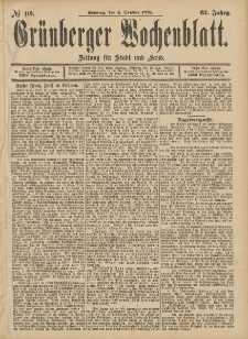 Grünberger Wochenblatt: Zeitung für Stadt und Land, No. 120. (7. October 1891)