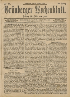 Gr&uuml;nberger Wochenblatt: Zeitung f&uuml;r Stadt und Land, No. 126. (21. October 1891)