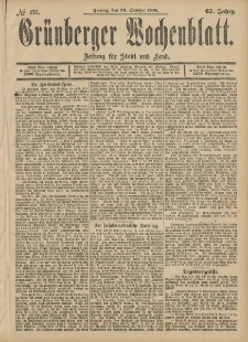 Gr&uuml;nberger Wochenblatt: Zeitung f&uuml;r Stadt und Land, No. 127. (23. October 1891)