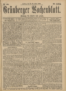 Grünberger Wochenblatt: Zeitung für Stadt und Land, No. 136. (13. November 1891)