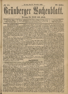 Gr&uuml;nberger Wochenblatt: Zeitung f&uuml;r Stadt und Land, No. 151. (18. December 1891)