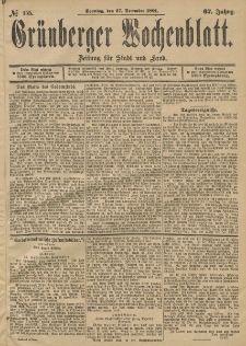 Gr&uuml;nberger Wochenblatt: Zeitung f&uuml;r Stadt und Land, No. 155. (27. December 1891)