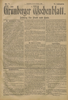 Gr&uuml;nberger Wochenblatt: Zeitung f&uuml;r Stadt und Land, No. 9. (19. Januar 1901)