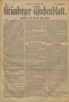Grünberger Wochenblatt: Zeitung für Stadt und Land, No. 9. (19. Januar 1901)