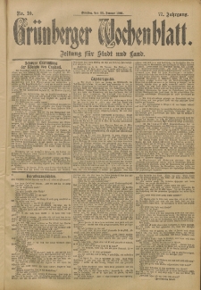 Grünberger Wochenblatt: Zeitung für Stadt und Land, No. 10. (22. Januar 1901)