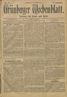 Grünberger Wochenblatt: Zeitung für Stadt und Land, No. 12. (26. Januar 1901)