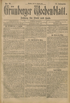 Grünberger Wochenblatt: Zeitung für Stadt und Land, No. 13. (29. Januar 1901)