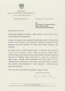 List gratulacyjny prof. Leny Kolarskiej-Bobińskiej do profesora Zbigniewa Kowala
