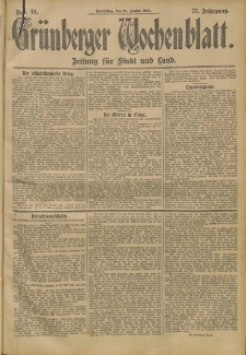Grünberger Wochenblatt: Zeitung für Stadt und Land, No. 14. (31. Januar 1901)