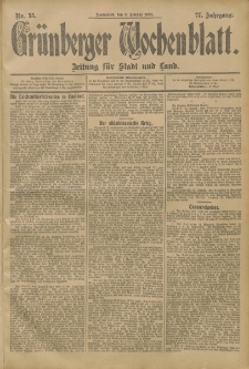 Gr&uuml;nberger Wochenblatt: Zeitung f&uuml;r Stadt und Land, No. 15. (2. Februar 1901)