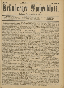 Grünberger Wochenblatt: Zeitung für Stadt und Land, No. 17. (8. Februar 1898)