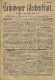 Grünberger Wochenblatt: Zeitung für Stadt und Land, No. 17. (7. Februar 1901)