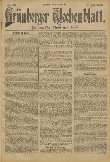 Gr&uuml;nberger Wochenblatt: Zeitung f&uuml;r Stadt und Land, No. 18. (9. Februar 1901)