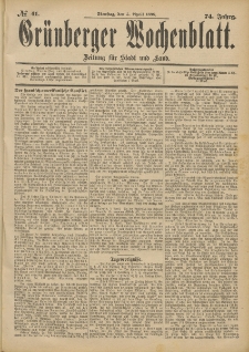 Grünberger Wochenblatt: Zeitung für Stadt und Land, No. 42. (7. April 1898)