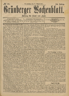 Gr&uuml;nberger Wochenblatt: Zeitung f&uuml;r Stadt und Land, No. 49. (23. April 1898)