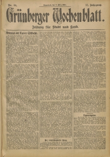Gr&uuml;nberger Wochenblatt: Zeitung f&uuml;r Stadt und Land, No. 30. (9. M&auml;rz 1901)