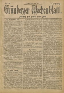 Grünberger Wochenblatt: Zeitung für Stadt und Land, No. 31. (12. März 1901)