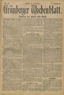 Gr&uuml;nberger Wochenblatt: Zeitung f&uuml;r Stadt und Land, No. 32. (14. M&auml;rz 1901)