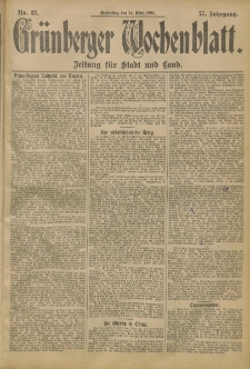 Grünberger Wochenblatt: Zeitung für Stadt und Land, No. 32. (14. März 1901)