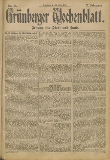 Grünberger Wochenblatt: Zeitung für Stadt und Land, No. 33. (16. März 1901)