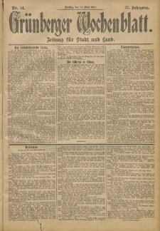 Grünberger Wochenblatt: Zeitung für Stadt und Land, No. 34. (19. März 1901)