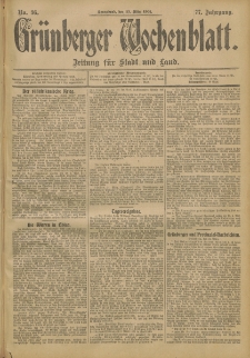 Grünberger Wochenblatt: Zeitung für Stadt und Land, No. 36. (23. März 1901)