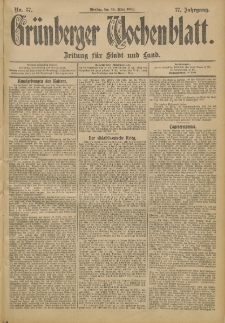 Grünberger Wochenblatt: Zeitung für Stadt und Land, No. 37. (26. März 1901)