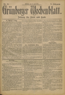 Grünberger Wochenblatt: Zeitung für Stadt und Land, No. 43. (10. April 1901)